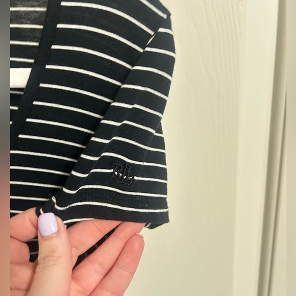 Lauren Ralph Lauren Black & White Stripe Short Sleeve Maxi Dress Size Large - Picture 3 of 7
